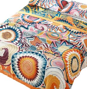 meju the sun round bohemia geometry muslin all season blanket for bed sofa couch, 100% combed cotton 4 layer soft warm quick dry throw blanket bed coverlet sheet (round, twin 59" x 78")