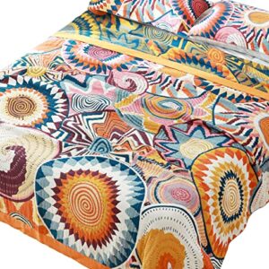 MEJU The Sun Round Bohemia Geometry Muslin All Season Blanket for Bed Sofa Couch, 100% Combed Cotton 4 Layer Soft Warm Quick Dry Throw Blanket Bed Coverlet Sheet (Round, Twin 59" X 78")