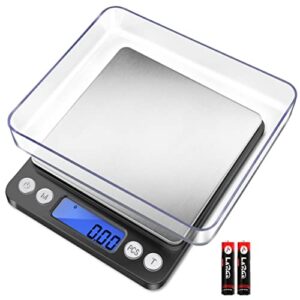 fuzion digital gram scale with 2 trays, 500g/ 0.01g small jewelry scale, 6 units gram scales digital weight gram and oz, tare function digital herb scale for food, mini reptile