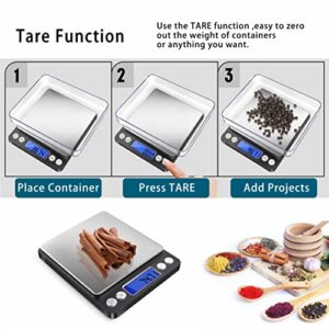 Fuzion Digital Gram Scale with 2 Trays, 500g/ 0.01g Small Jewelry Scale, 6 Units Gram Scales Digital Weight Gram and Oz, Tare Function Digital Herb Scale for Food, Mini Reptile