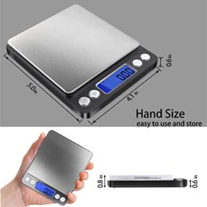 Fuzion Digital Gram Scale with 2 Trays, 500g/ 0.01g Small Jewelry Scale, 6 Units Gram Scales Digital Weight Gram and Oz, Tare Function Digital Herb Scale for Food, Mini Reptile