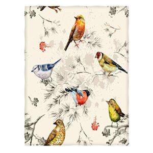 kameng colorful birds pattern throw blanket soft and comfortable sofa/bed blankets 60" x 80"