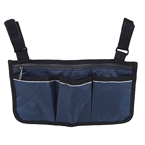 Sevenfly Wheelchair Side Organizer Storage Bags Pouch for Back of Chair and Armrest Ideal for Family and Friends,Navy blue