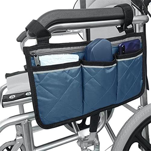 Sevenfly Wheelchair Side Organizer Storage Bags Pouch for Back of Chair and Armrest Ideal for Family and Friends,Navy blue