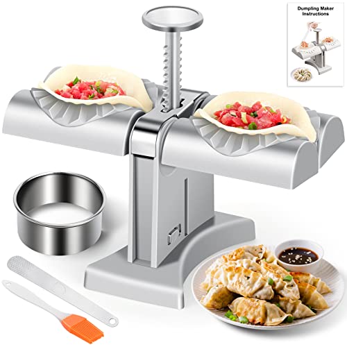 Dumpling Maker Machine,Dumpling Maker Press,Household Double Head Acutomatic Dumpling Maker Mould,Pierogi Empanada Maker Press