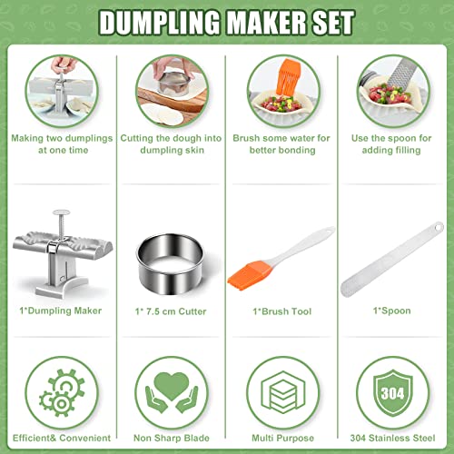 Dumpling Maker Machine,Dumpling Maker Press,Household Double Head Acutomatic Dumpling Maker Mould,Pierogi Empanada Maker Press