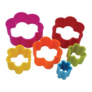 R&M International Scallop Flower Cookie and Biscuit Cutters, Assorted Sizes, Bright Colors, 6-Piece Set