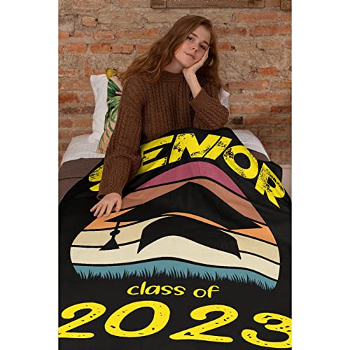 Senior of 2023 Graduation Blanket 90"x120" Extra Small for Pets Toddler Super Soft Blankets for livingroom, Couch, Sofa Flannel Lightweight Throw to Adults Kids Man Woman