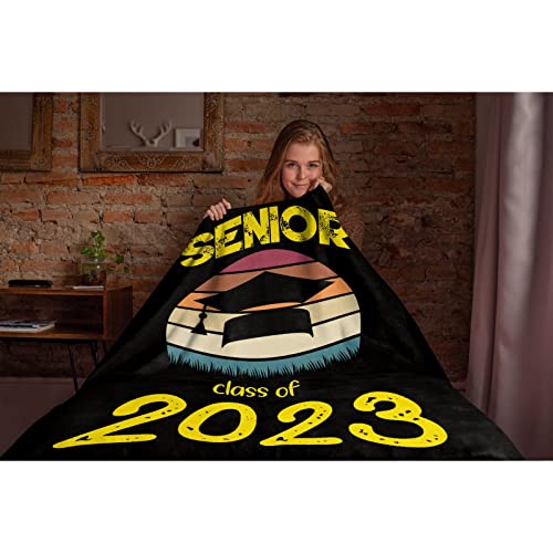Senior of 2023 Graduation Blanket 90"x120" Extra Small for Pets Toddler Super Soft Blankets for livingroom, Couch, Sofa Flannel Lightweight Throw to Adults Kids Man Woman