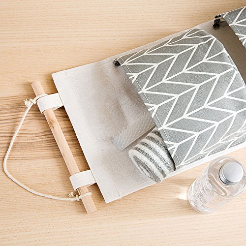 3 Grids Pockets Wall Hanging Storage Bag,Cloth Closet Storage Organizer Pouch, BCDlily Towel Clothes Storage Bag Small Stuff Container (Gray)