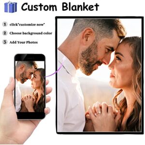 Custom Blankets with Photo Text Personalized Famil Pictures Flannel Blankets Customized Bedding Throw Blanket for Birthday Mother's Day Wedding Gifts Fits Sofa Bedroom Living Room (1phhoto, 50*60)