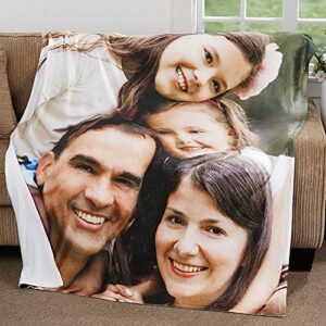 Custom Blankets with Photo Text Personalized Famil Pictures Flannel Blankets Customized Bedding Throw Blanket for Birthday Mother's Day Wedding Gifts Fits Sofa Bedroom Living Room (1phhoto, 50*60)