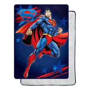 northwest superman american hero oversized silk touch sherpa throw blanket, 60" x 80"