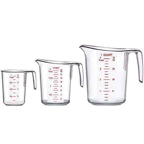 Amazing Abby - Melissa - Unbreakable Plastic Measuring Cups (3-Piece Set), Food-Grade Measuring Jugs, 1/2/4-Cup Capacity, Stackable and Dishwasher-Safe, Great for Oil, Vinegar, Flour, More