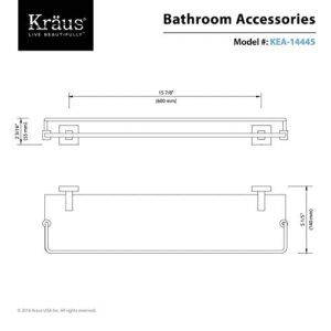 Aura Bathroom Accessories - Shelf with Railing Brushed Nickel