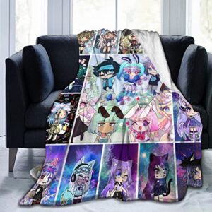 gearbest gacha cartoon game all season blanket ultra soft throw blanket flannel fleece, warm fuzzy blanket for kid bed couch chair living room (1, 50"x40")
