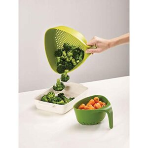 Joseph Joseph Nest Colanders Stackable Set with Easy-Pour Corners and Vertical Handle, 2-piece, Green