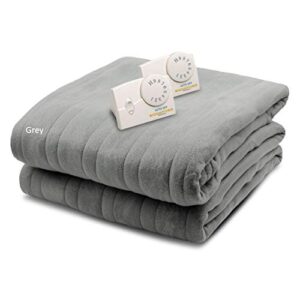 biddeford blankets comfort knit electric heated blanket with analog controller, queen, grey