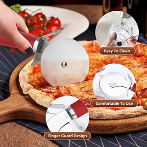 SCHVUBENR Premium Pizza Cutter - Stainless Steel Pizza Cutter Wheel - Easy to Cut and Clean - Super Sharp Pizza Slicer - Dishwasher Safe - Handles Large and Small Pizza - Corte De Pizza(Red)