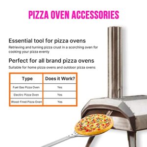 Honsdom Pizza Turning Peel, Round Pizza Turner, 8-Inch Hard Anodized Aluminum Perforated Pizza Peel, Long Handle Pizza Spinner, Pizza Oven Accessories