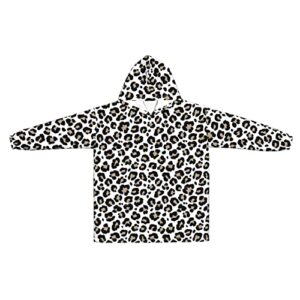 Cheetah Leopard Print Oversized Blanket Hoodie Sweatshirt Wearable Blanket Adult Teens Blanket Hoodie Giant Hood Pockets Super Soft Warm Comfy Plush Hoodie Blankets Hoodies For Women Men Kids