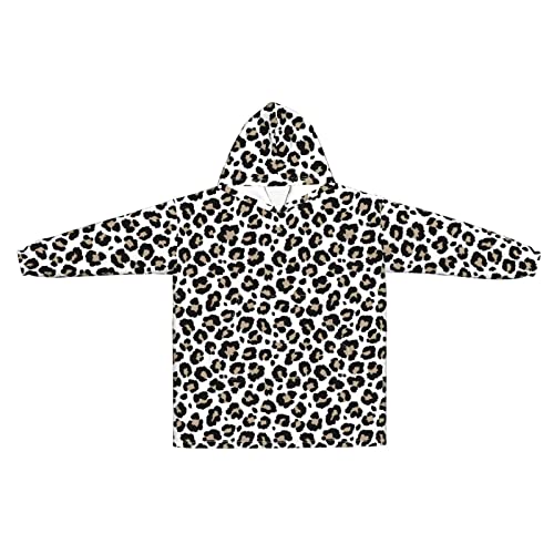 Cheetah Leopard Print Oversized Blanket Hoodie Sweatshirt Wearable Blanket Adult Teens Blanket Hoodie Giant Hood Pockets Super Soft Warm Comfy Plush Hoodie Blankets Hoodies For Women Men Kids