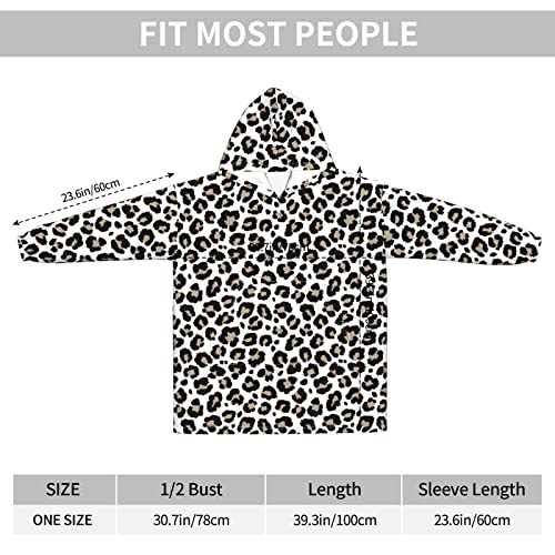 Cheetah Leopard Print Oversized Blanket Hoodie Sweatshirt Wearable Blanket Adult Teens Blanket Hoodie Giant Hood Pockets Super Soft Warm Comfy Plush Hoodie Blankets Hoodies For Women Men Kids