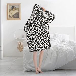 Cheetah Leopard Print Oversized Blanket Hoodie Sweatshirt Wearable Blanket Adult Teens Blanket Hoodie Giant Hood Pockets Super Soft Warm Comfy Plush Hoodie Blankets Hoodies For Women Men Kids