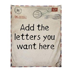 ahwz personalized letter blanket, custom throw blanket retro stamp air mail to my daughter from mom fleece blanket for couch sofa bedroom