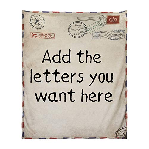 AHWZ Personalized Letter Blanket, Custom Throw Blanket Retro Stamp Air Mail to My Daughter from Mom Fleece Blanket for Couch Sofa Bedroom