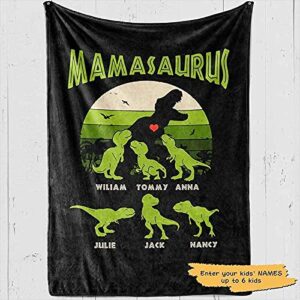 personalized mamasaurus blanket custom rex name , mama dinosaurs, custom dinosaur mom mom birthday gifts custom fleece sherpa blanket