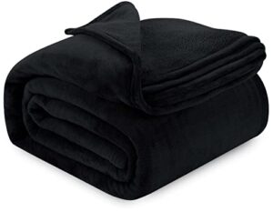 utopia bedding fleece blanket king size black lightweight fuzzy soft anti-static microfiber bed blanket (90x102 inches)