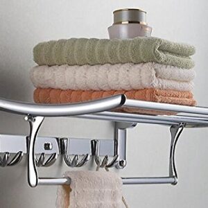 Hamhsin Stainless Steel Wall Mounted Bathroom Towel Rack Brushed Towel Shelf Towel Holder Hotel Rail Shelf Storage Holder (60cm)