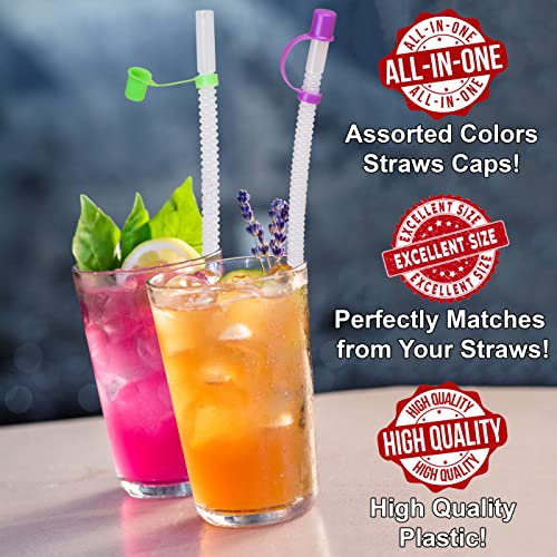 10pcs Mixed Color Caps Drinking Straw CAPS for 3/8" Diameter Straws - - straw cover - straw caps covers - Mixed color