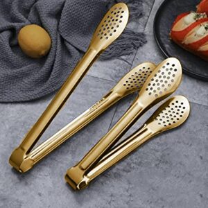 4 Pack Buffet Tongs,Stainless Steel Serving Tongs Serving Utensils Gold(7Inch,9.1Inch)