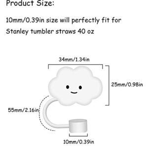 10mm Straw Cover, 4pcs Straw Covers Cap for Stanley Cup 40 oz Food Grade Silicone Cute Large Cloud Straw Topper Straw Tips Cover Protector Plugs for Stanley Tumblers Cup for Stanley Cup Accessories 