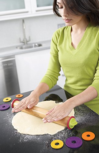 Joseph Joseph Adjustable Rolling Pin with Removable Rings, 13.6", Multi-Color