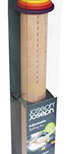 Joseph Joseph Adjustable Rolling Pin with Removable Rings, 13.6", Multi-Color