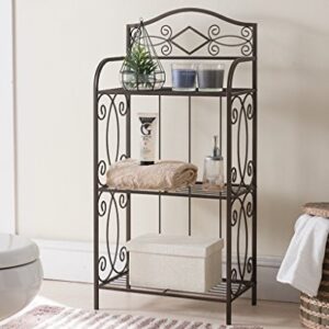 Kings Brand Pewter Metal 3 Tier Shelf Free Standing Towel Rack Stand Organizer