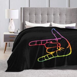 ASL I Love You Sign Language Ultra Soft Flannel Fleece All Season Light Weight Living Room/Bedroom Warm Blanket (50"x40")