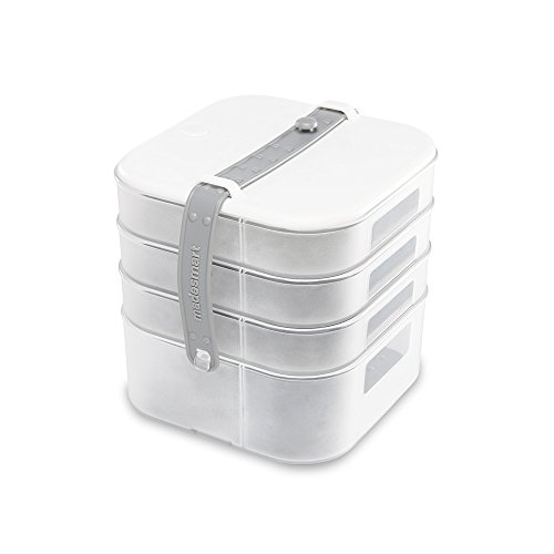 madesmart Portable Swivel Case, 4 Levels of Storage, Soft-Grip Lining, BPA Free, White