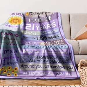 DULNYEI 21st Birthday Gifts for Her Blanket Happy 21st Birthday Decorations for Her 21st Birthday Gift Ideas 21 Year Old Birthday Gifts for Her Best 21st Birthday Gifts Throw Blanket 60×50 Inch