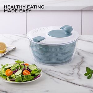 Cook with Color Salad Spinner - Lettuce and Produce Dryer with Bowl, Colander and Built in draining System for Fresh, Crisp, Clean Salad and Produce (Light Blue)