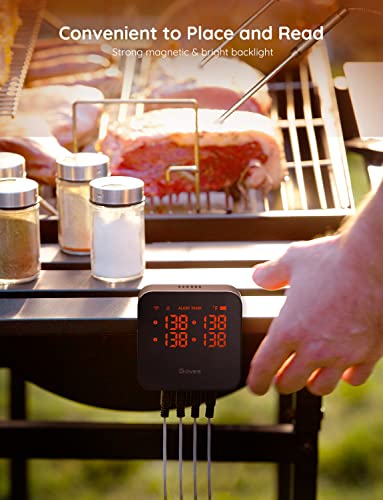 Govee WiFi Meat Thermometer, Wireless Meat Thermometer with 4 Probe, Smart Bluetooth Grill Thermometer with Remote App Notification Alert, Digital Rechargeable BBQ Thermometer for Smoker Oven Kitchen