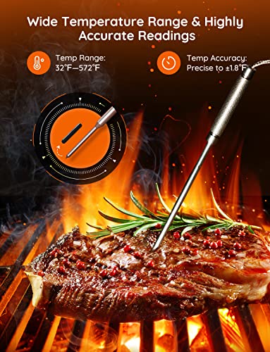 Govee WiFi Meat Thermometer, Wireless Meat Thermometer with 4 Probe, Smart Bluetooth Grill Thermometer with Remote App Notification Alert, Digital Rechargeable BBQ Thermometer for Smoker Oven Kitchen