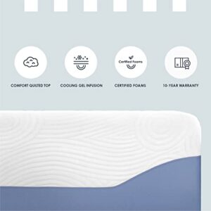 Mellow 10 Inch Supreme Gel Memory Foam Mattress, Cooling Gel Infusion, Premium Fabric Cover, Queen