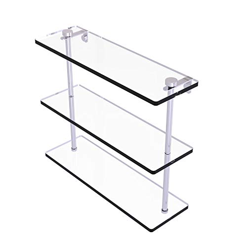 Allied Brass NS-5/16 16 Inch Triple Tiered Glass Shelf, Polished Chrome