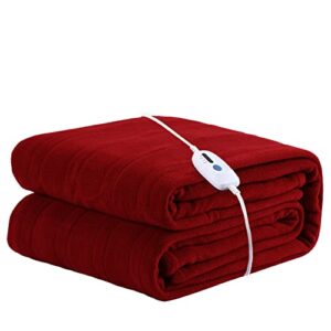 mcjaw electric heated blanket full size 72"x84" large fleece warm bedding blanket for whole body 4 heating levels and 10 hours auto-off overheating protection - red
