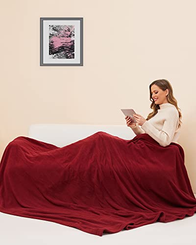 McJaw Electric Heated Blanket Full Size 72"x84" Large Fleece Warm Bedding Blanket for Whole Body 4 Heating Levels and 10 Hours Auto-Off Overheating Protection - Red