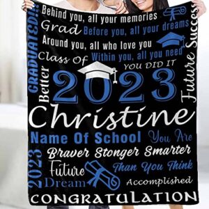 yescustom graduate custom blanket customized graduation gifts for her him classmates friends son daughter men women, add with name,school,text,class of 2023
